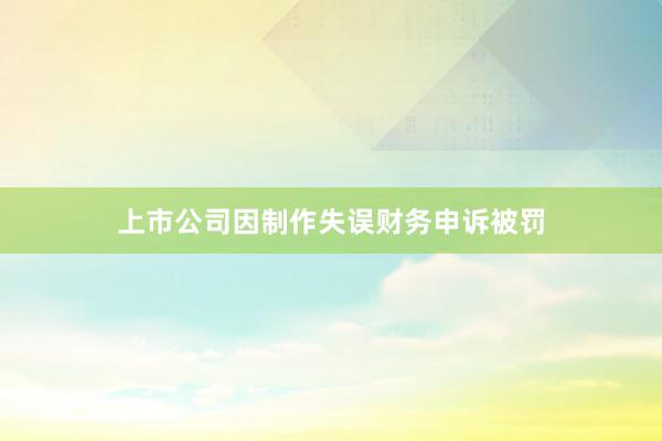 上市公司因制作失误财务申诉被罚